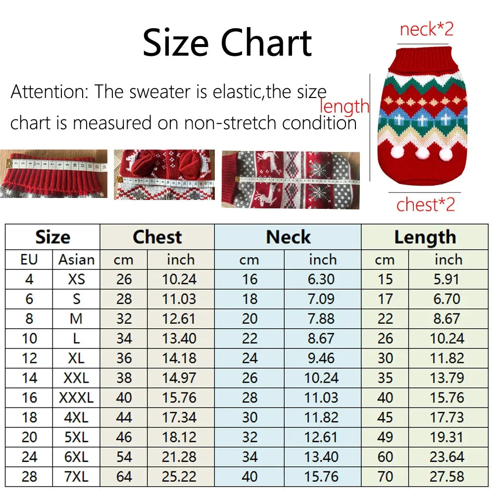 Christmas Wear for Large Dog Sweater Knit Big Dog Sweater Christmas Pet Turtleneck Doggy Sweatshirt for Extra Dogs Boy Girl
