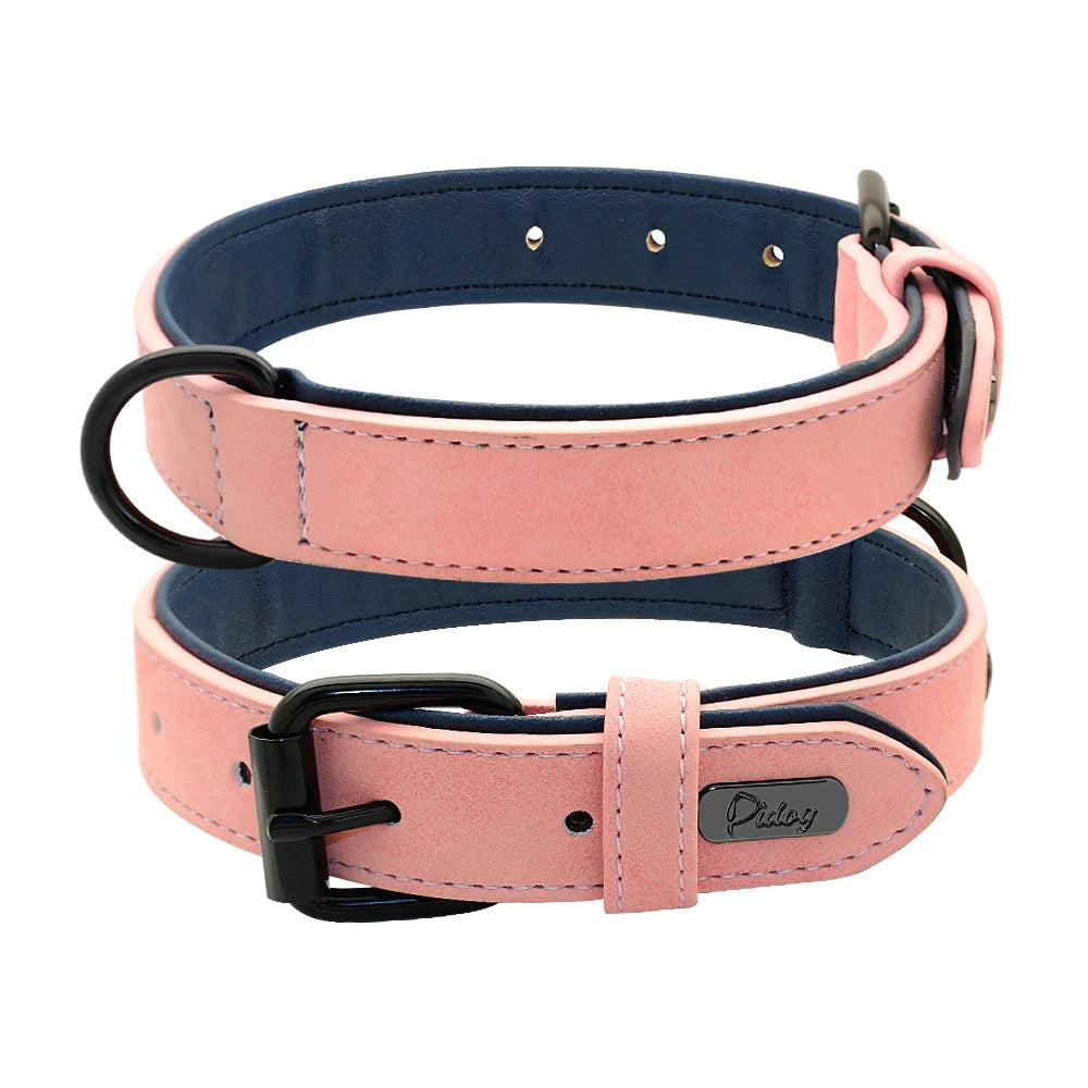 PU Leather Dog Collar Soft Padded Dog Collars Necklace Adjustable Pet Necklace For Small Medium Large Dogs Pitbull Labrador Pug