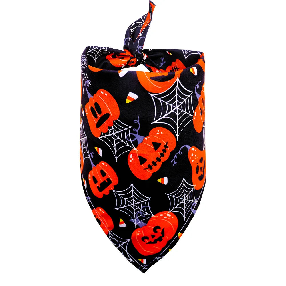 1 Pc Pet Dog Halloween Costume Scarf Dog Bandana Accessories Pumpkin Skull Bat Ghost Pattern Small Dog Cat Dog Bib Pet Supplies