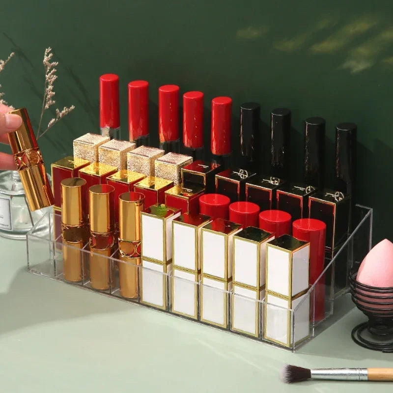 9/24 Grids Clear Acrylic Lipstick Box Makeup Organizer Storage Box Make Up Brush Organizer Display Holder Cosmetic Organizer Box