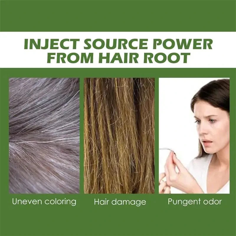 Pure Natural Herbal Hair Dye Shampoo Change Hair Color Cover Gray Hair White Hair Treatment Bubble Plant Hair Dye Hair Care