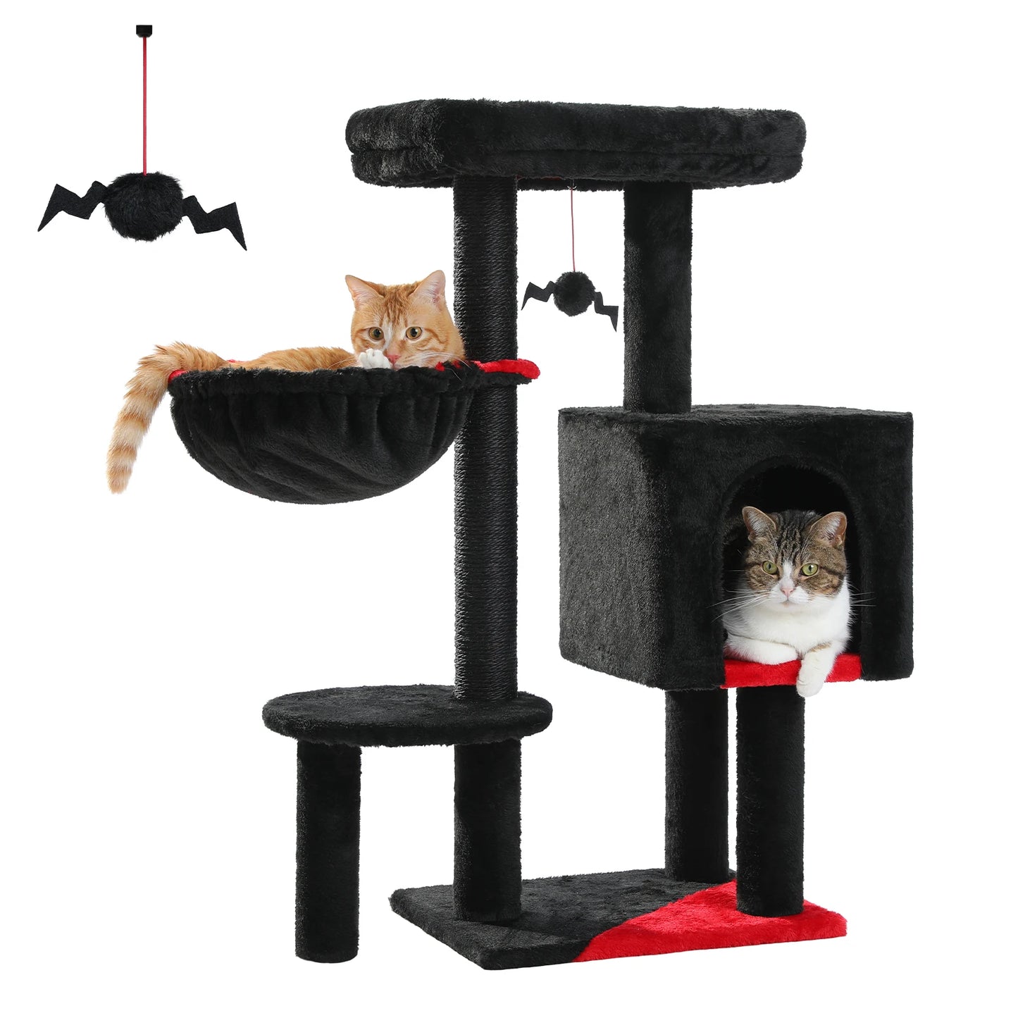 Cat Tree Cute Cat Tower with Padded Top Perch Comfy Hammock Private Condo Fully Scratching Post and Dangling Bell Ball