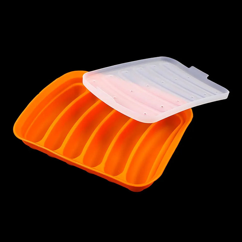 Silicone World DIY Silicone Sausage Molds With Lid Baby Complementary Food Baked and Steamed Ham Hot Dog Making Mold Baking Tool