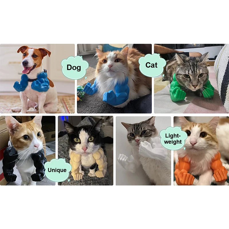 Cat Muscle Arms With Muscle 3D Printed Funny Cat's Neck Giant Arm Creative Arm For Pet Cosplay Halloween Costume Party Accessory