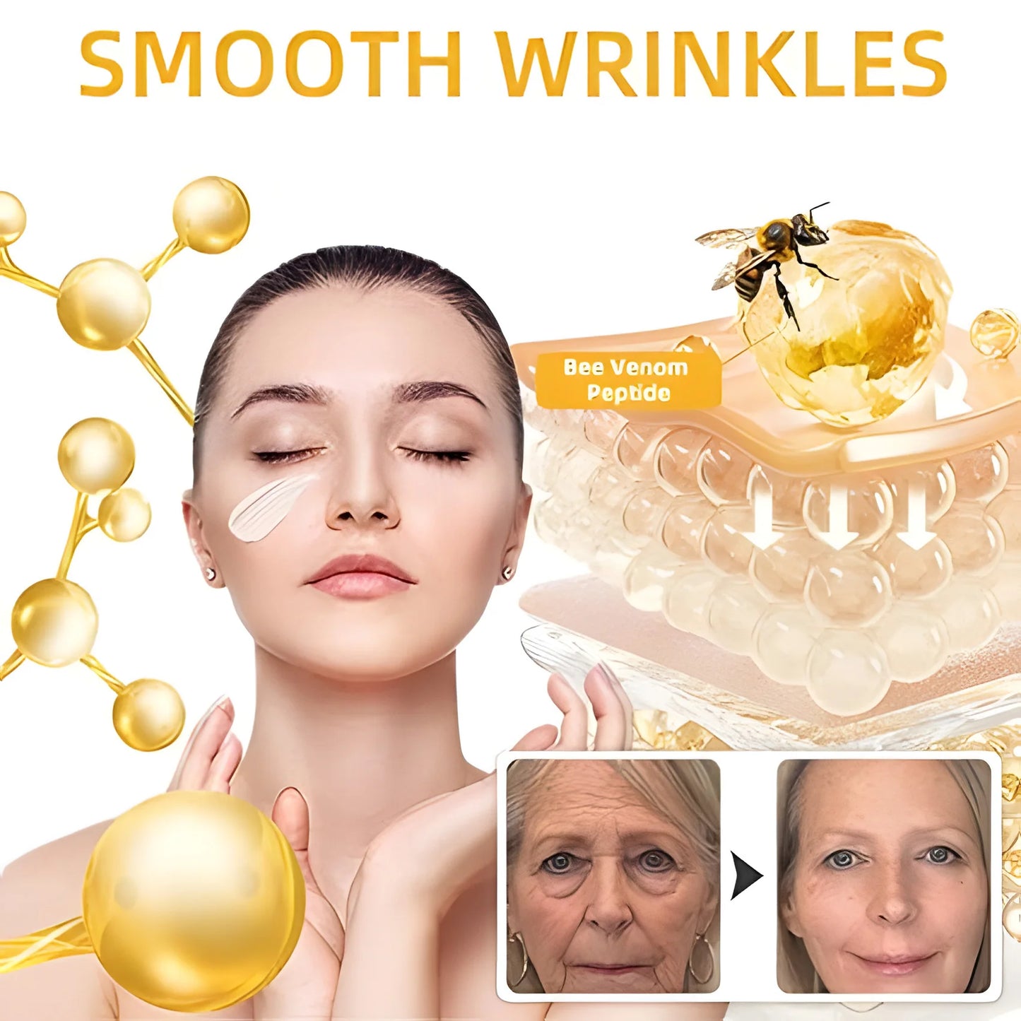 150g Bee Venom and Hyaluronic Acid Firming Cream - Unscented Deep Moisturizing Firming Dd Cream, Suitable for All Skin Types, Improves Highly Elasticity and Tightens Skin