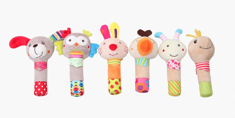 Baby Plush Rattle Cartoon Animals Crib Mobile Bed Bell Toys 0-12 Months Infant Toddler Early Educational Toy for Newborn Gifts