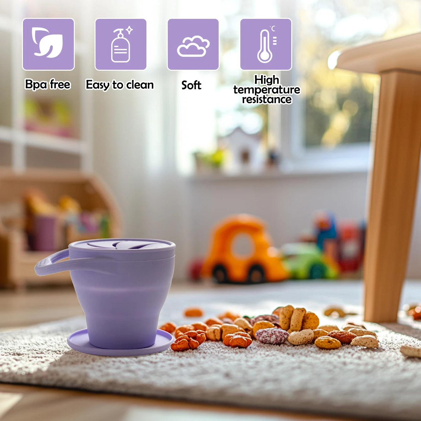 1PCS Baby Silicone Tableware Collapsible Snack Cup Baby Shower Gift Portable Baby Snack Box Feeding Trianing Baby Food Storage