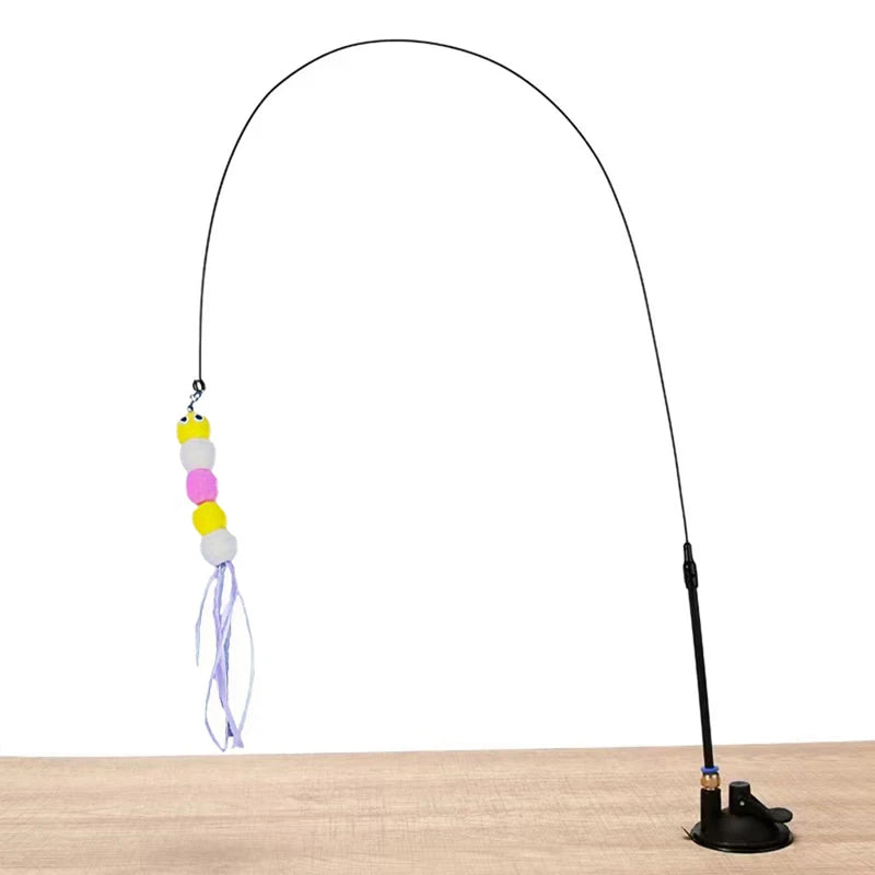 Powerful suction cup wire long rod plush cat stick cat toy self-exciting and relieving boredom and biting pet toy