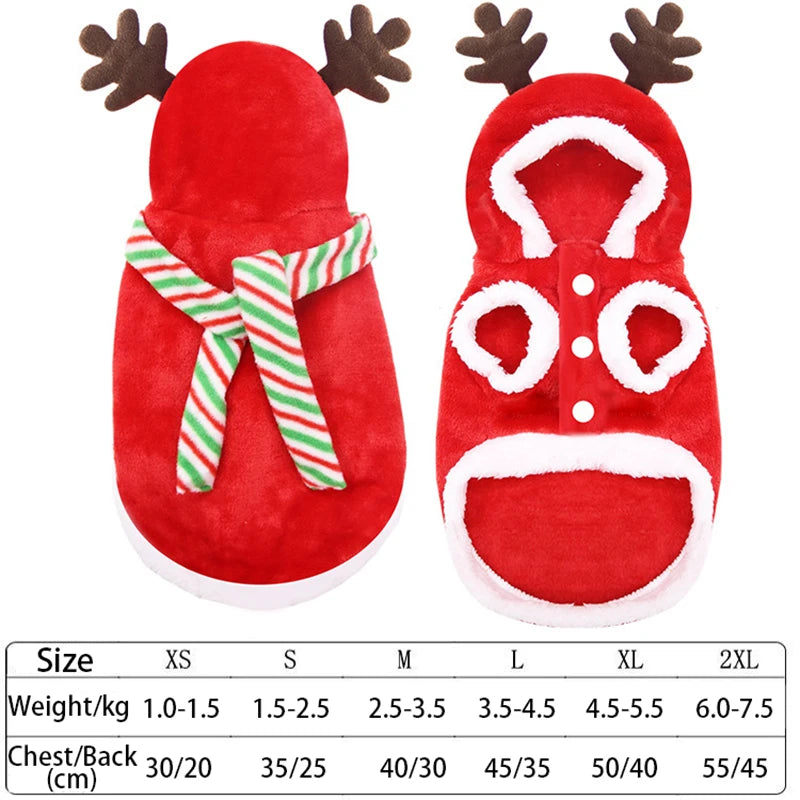 Christmas Dog Clothes for Small Medium Dogs Pet Costume Chihuahua Pets Hoodies Warm New Year Dog Clothing Yorkshire