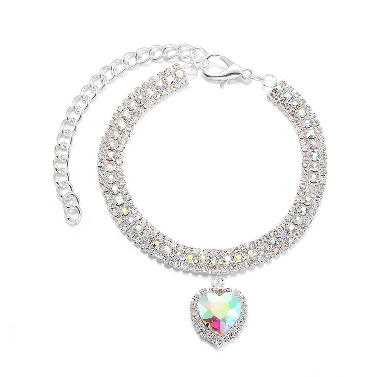 Dog Cat Rhinestone Diamante Collar Necklace Puppy Crystal Bling Pet Accessories For Puppy Kitten Crystal Pendant Diamond Collars