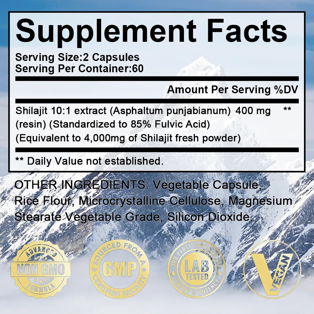 Shilajit Extract - Contains Trace Minerals, Supports Brain, Energy, Muscle, Heart Health, Antioxidants, 120 Capsules