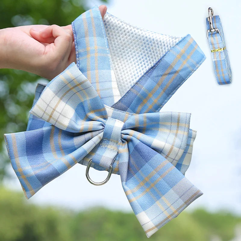 New Pets Dog Harness Set Adjustable Bowknot Cute Harness Dogs No Pull Soft Mesh Chest Strap Collar Perro Puppy Outdoor Walking