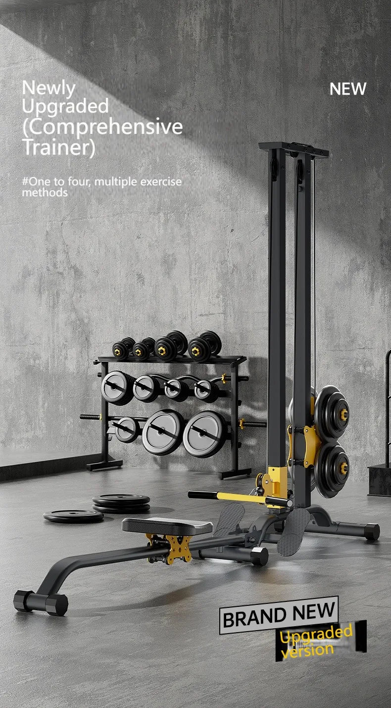 Multifunctional Rowing Machine, Fitness Equipment, High Pull Frame, dumbbell, Integrated Training Device