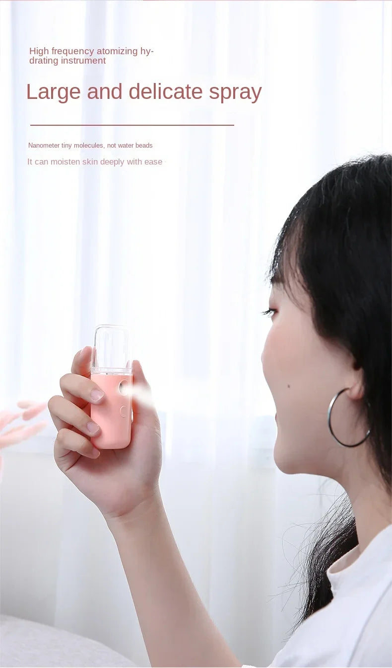 Mini Portable Humidifier Facial Steamer Device Beauty Spray Hydrating Apparatus Cold Spray Apparatus Rechargeable Nano Spray