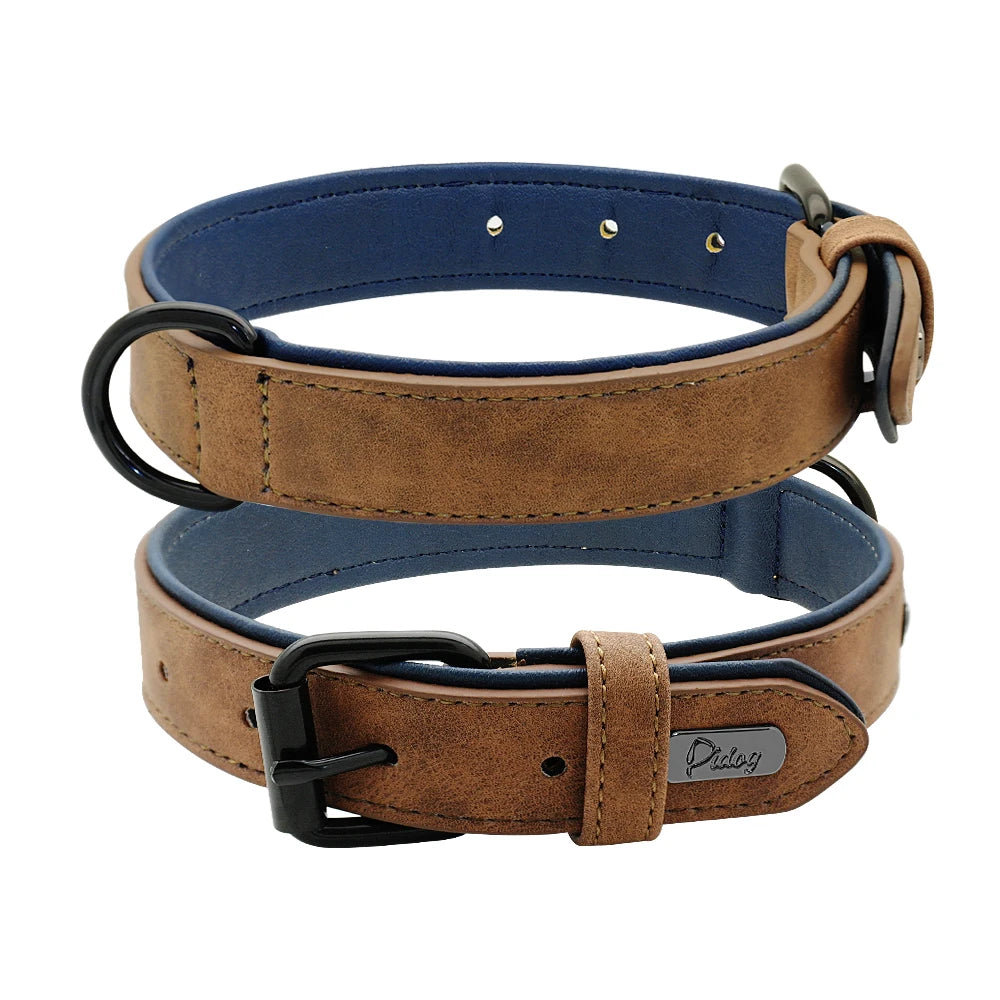 PU Leather Dog Collar Soft Padded Dog Collars Necklace Adjustable Pet Necklace For Small Medium Large Dogs Pitbull Labrador Pug