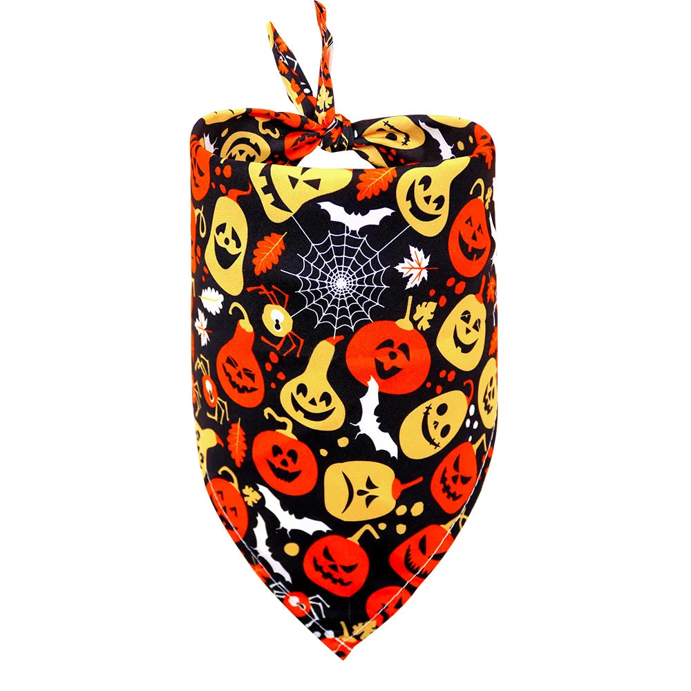 1 Pc Pet Dog Halloween Costume Scarf Dog Bandana Accessories Pumpkin Skull Bat Ghost Pattern Small Dog Cat Dog Bib Pet Supplies