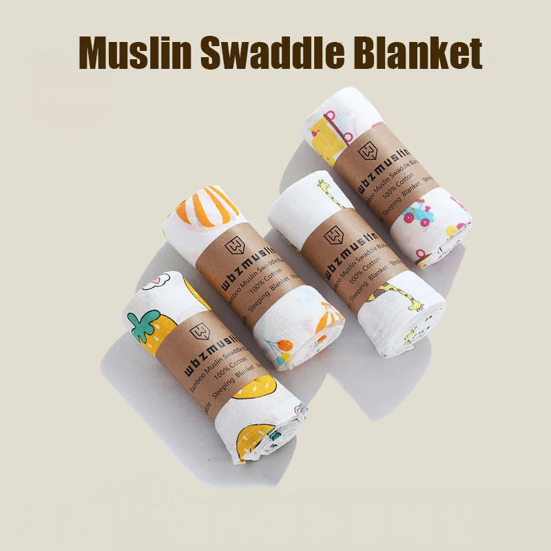 110cm Baby Swaddle Blanket Dual Layers Blankets For Boys Girls Organic Cotton Soft Newborn Swaddle Wrap Burping Clothes