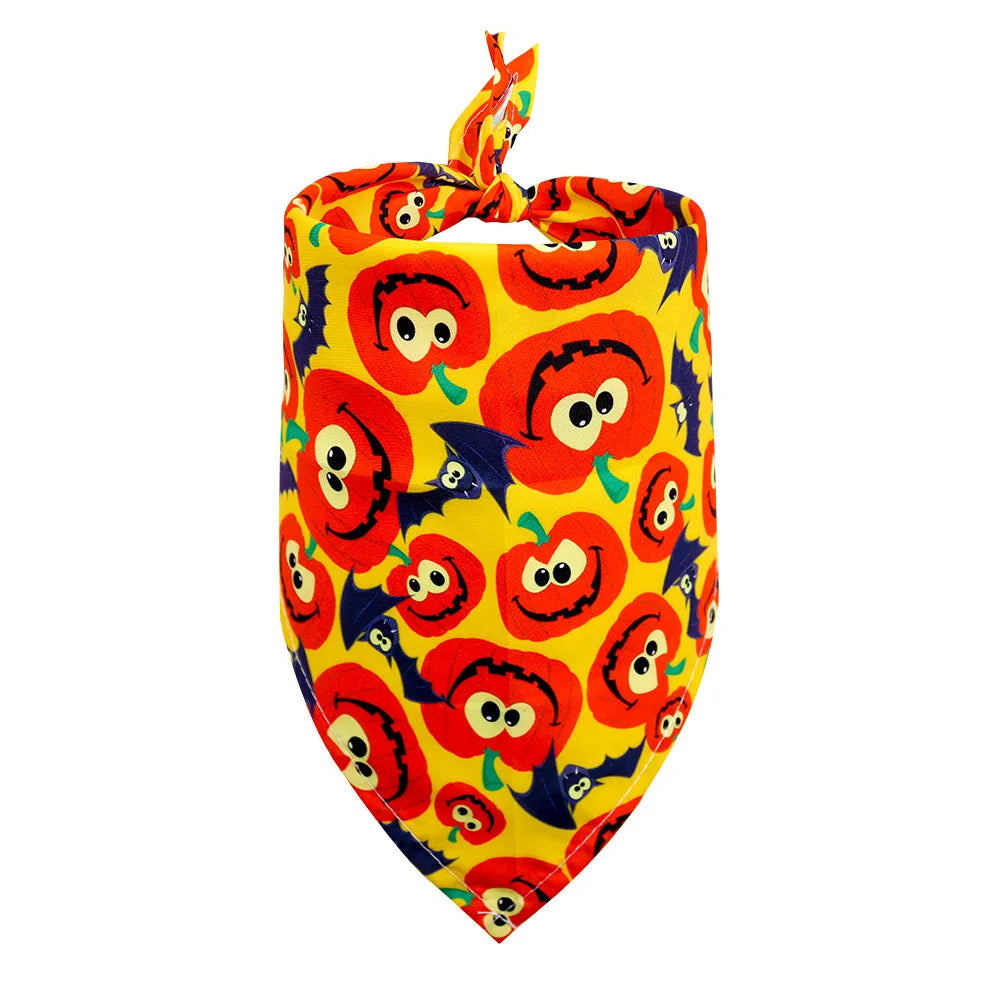 1 Pc Pet Dog Halloween Costume Scarf Dog Bandana Accessories Pumpkin Skull Bat Ghost Pattern Small Dog Cat Dog Bib Pet Supplies