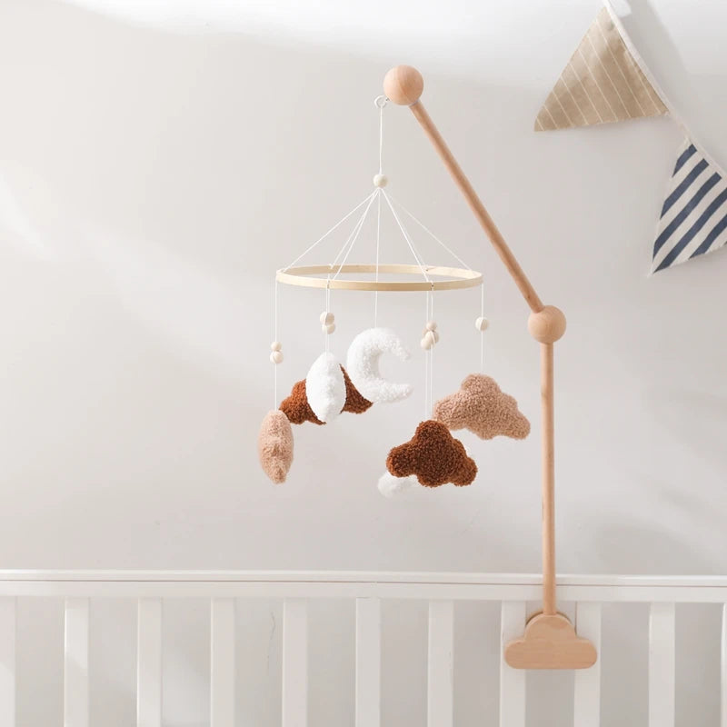 Baby Bed Bell Rattle Toy Lambhair Mobile Hanging Toy 0-12 Months Newborn Crib Mobile Cartoon Cloud Pendant Toy Carousel For Cots