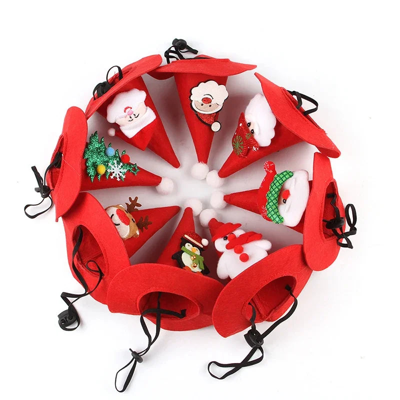 Pet Dog Cat Santa Hat Christmas Costume Accessories Small Dogs Cats Winter Warm for Holloween Holiday Christmas Party Photos