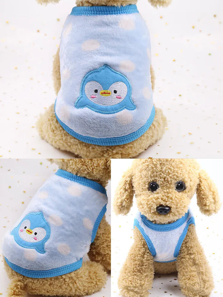 Cartoon Fleece Pet Cat Clothes Winter Warm Pet Dog Vest Puppy Cat Sweater Dog Clothes For Small Dogs Cats Coat Jacket Pet Outfit