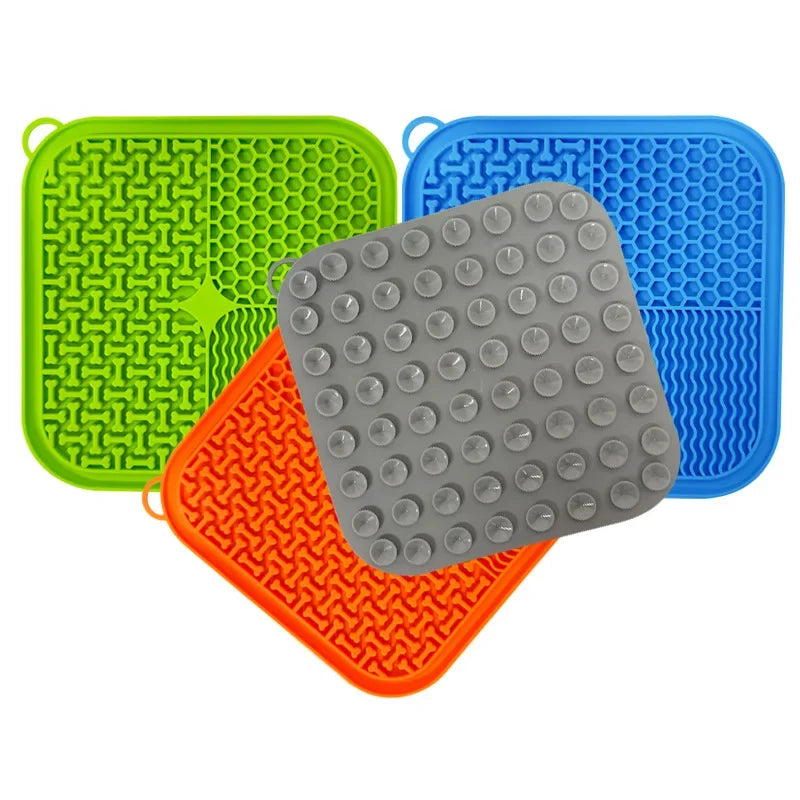 Cat Dog Slow Food Mat Pet Lick Silicone Mat Dog Feeder Supplies Suction Bowl Slow Food Mat Cats Dogs Feeding Supplies