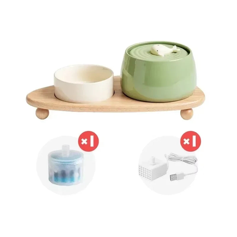 1.3 L Ceramic Cat Water Fountain USB Charging Pet Water Feeders Dogs Automatic Circulating Filtration Flow Water Dispenser