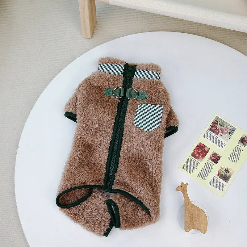 Towable Pet Jumpsuit with Buckle Winter Warm Puppy Dog Suit Clothes for Small Dogs Yorkshire Shih Tzu Overalls mascotas Clothing