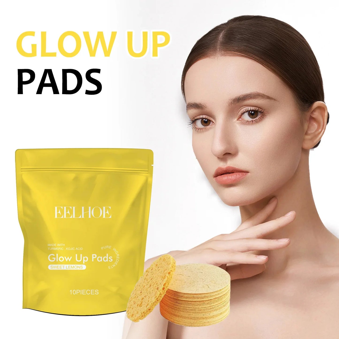 Turmeric Kojic Acid Cleansing Pads Exfoliating Pads Facial Sponges Removes Dirt Cleansing Exfoliating Daily Cleansing Skin Care
