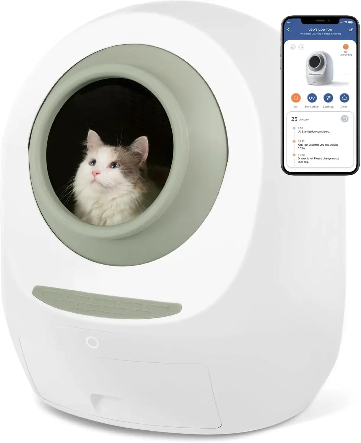 Self-Cleaning Cat Litter Box – Wi-Fi App Control, Whisper Quiet | Anti-Pinch with UV Odor Removal & Health Monitor