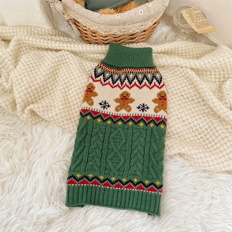 Dog Winter Clothes Pet Christmas Red Sweaters Sleeveless Gingerbread Reindeer Pattern Soft Warm Fall Winter Cats Dogs Clothes