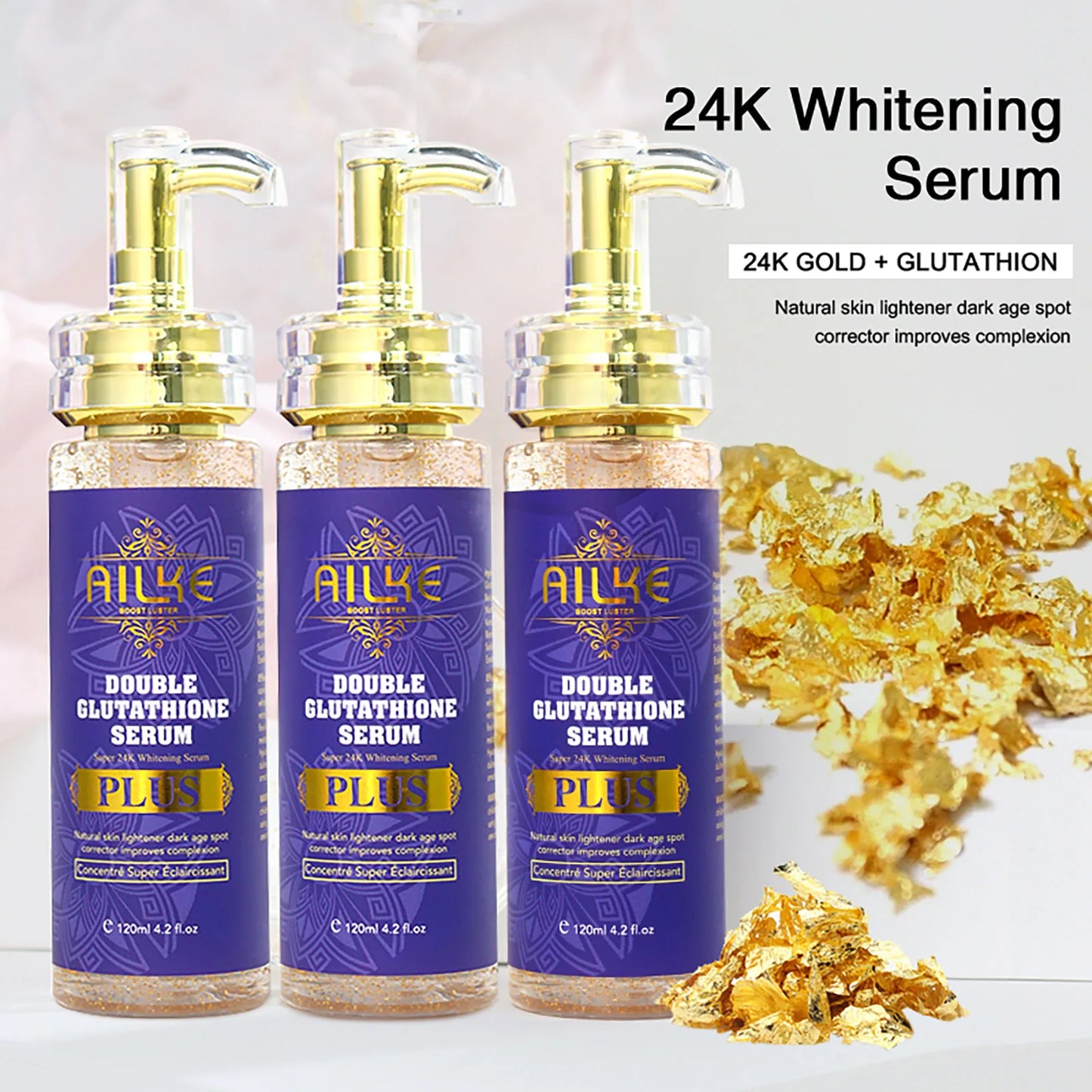 AILKE Glutathione PLUS Skin Care Set, Advanced Lightening Lotion, Moisturizes Softens Skin, Skin Bleaching Kit for Men, Women