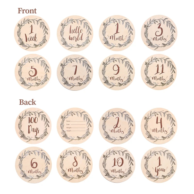 8pc/set Wooden Baby Milestone Card For Newborn Cute Cloud Shape Photography Props Accessories Month Cards Sticker Newborn Gifts