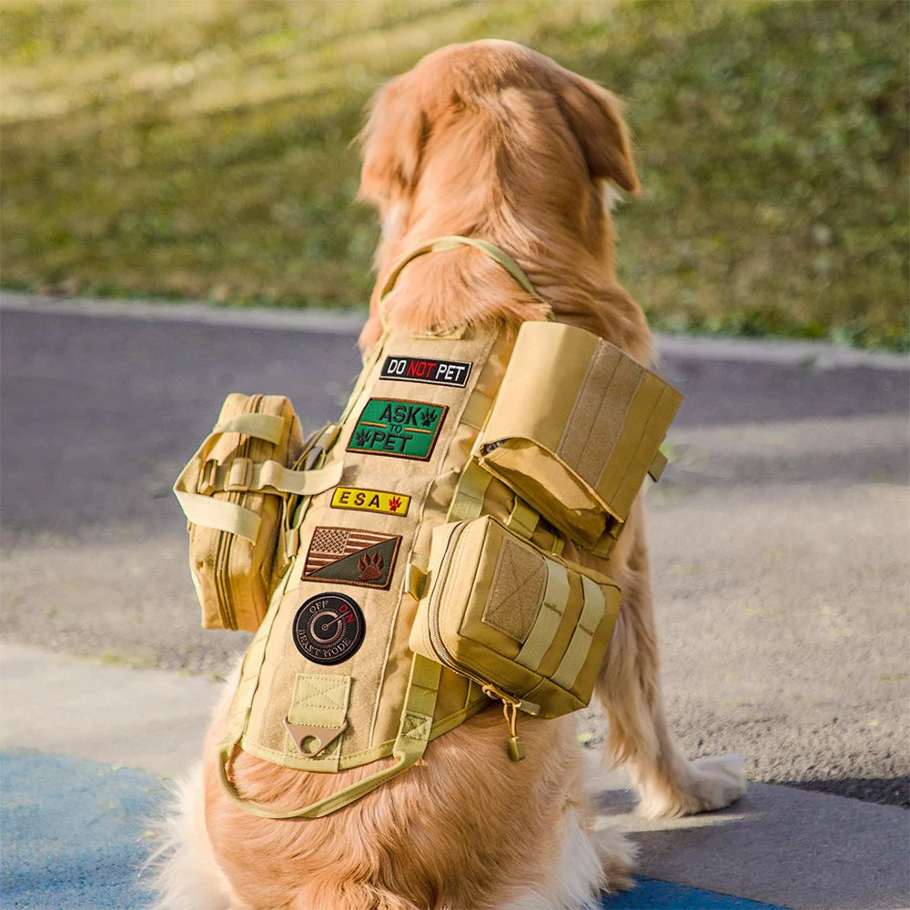 Tactical Large Dog Harness with Pouches Pet Vest Military Harnesses with Handle No-Pull Service Dogs Walking Training Hiking