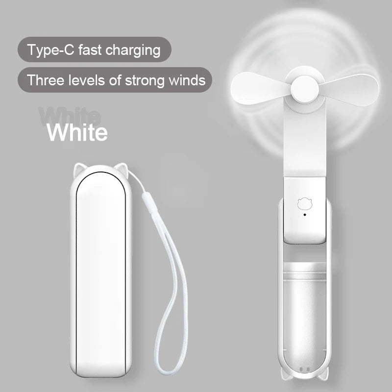 Foldable Small Fan Portable and high-power Hand Held Portable Mini Fan Rechargeable Hand USB Charge Fan