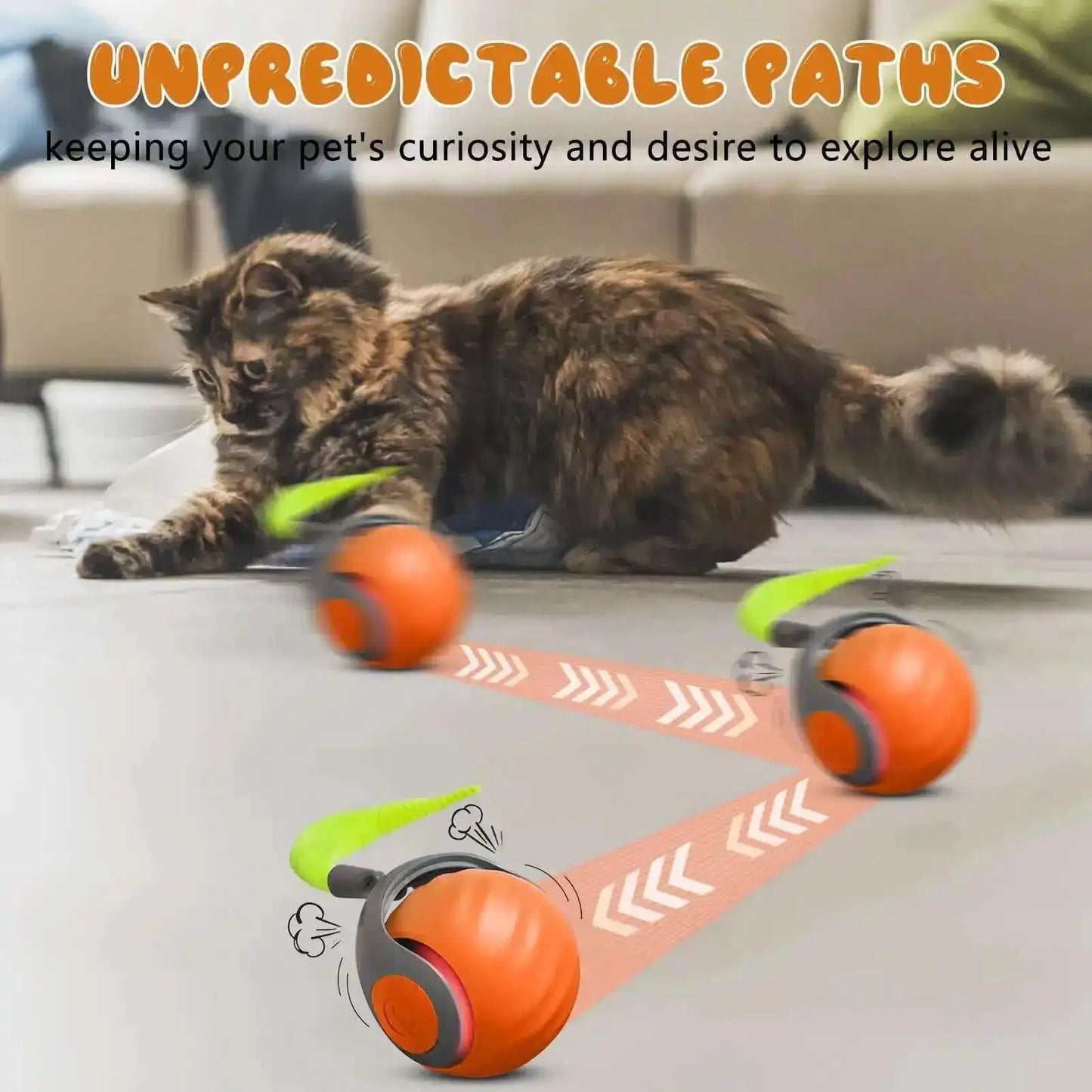 New Smart Interactive Speedy Tail 2.0 Cat Toy Automatic Moving Balls for Cats And Dogs Touch Motion Rolling Toy Ball for Pet