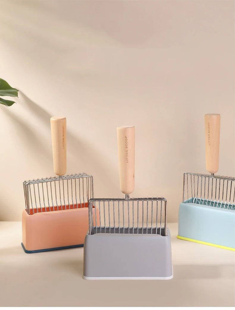 Cat litter shovel storage rack color matching base large metal shovel storage box pet supplies