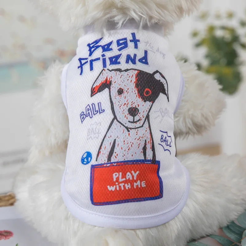 1 PC Lightweight Summer Vest for Pets Chihauhua XS-XXL Big Dogs Clothing Ice Felt Overall Cartoon No Fading Pet Cat Overalls