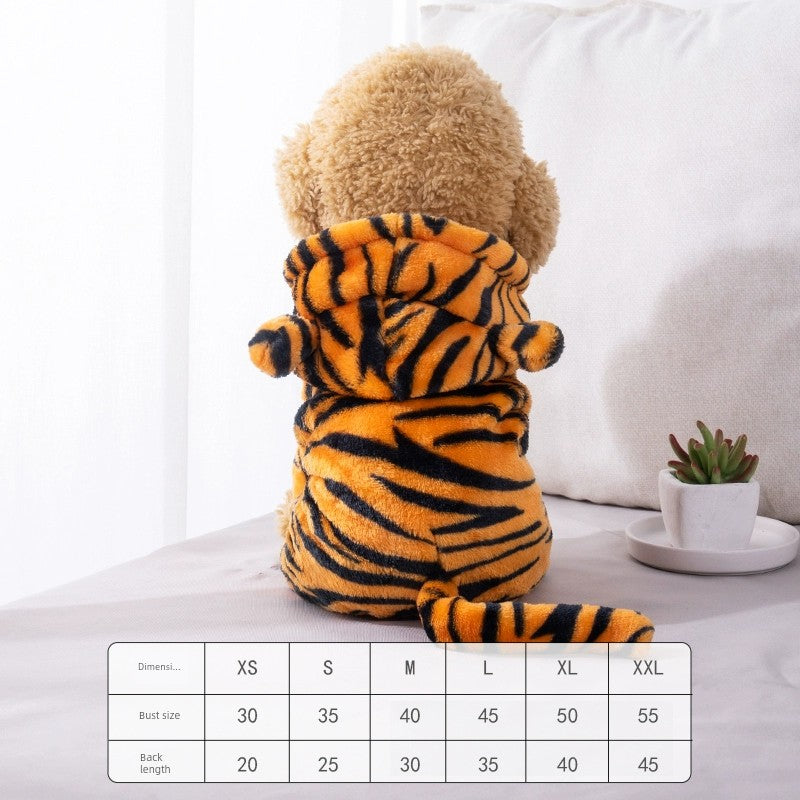 Cat Clothes Tiger Outfit Thermal Cotton-Padded Clothes Kitten Blue Cat British Shorthair Muppet Autumn and Winter Pet Dog Four-Legged Clothes