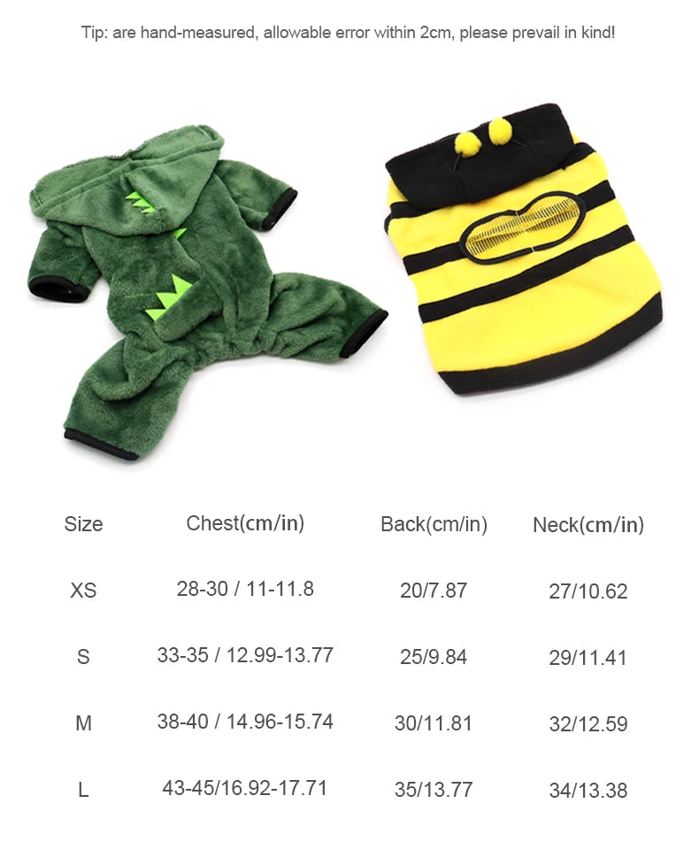 Pet Cat Dog Halloween Dog Clothes for Small Dogs Funny Dinosaur Cosplay Costume Winter Warm Cat Coat Fleece Hoodies Sweater