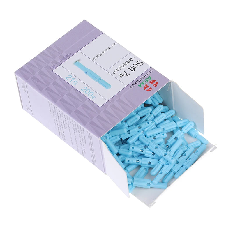 200Pcs 21G Soft Blood Glucose Medical Collecting Lancet Needles Diabetes Tests
