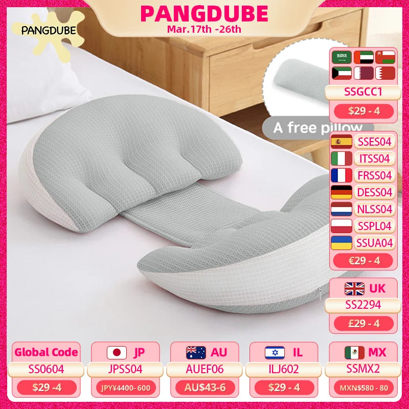 PANGDUBE Pregnancy Waist Support Pillow for Pregnant Women Sleeping Body Pillow Care for Pregnancy Cushion Adjustable Length