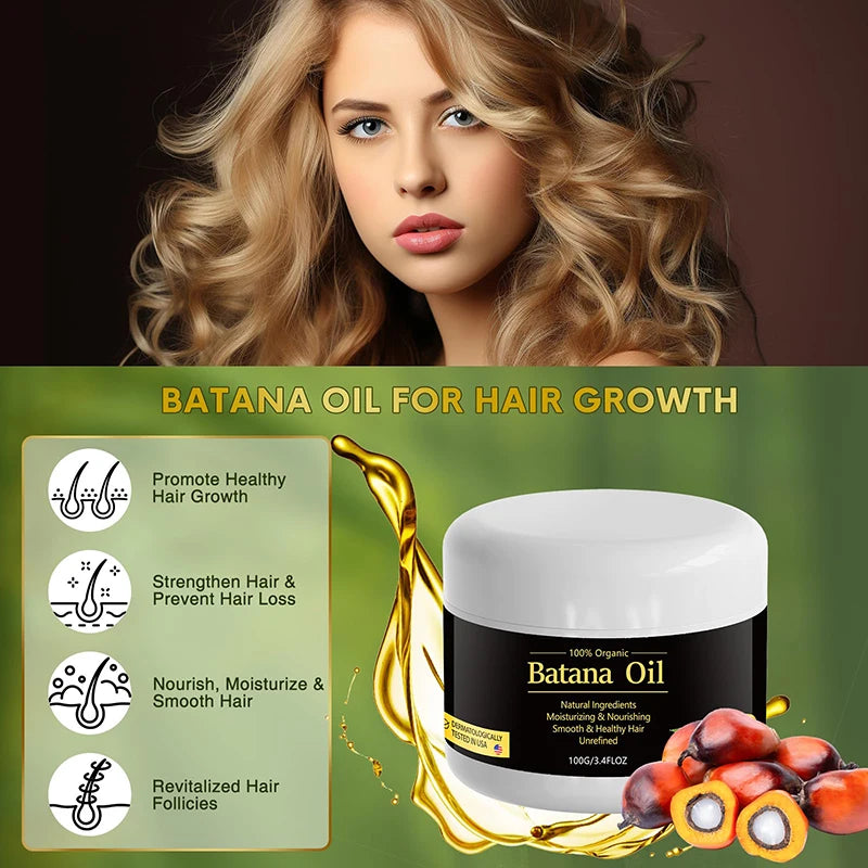 Natural Organic Batana Oil For Hair Growth And Thickness Eliminates Split Ends Moisturize Repair Hair Women Men Hair Loss Care
