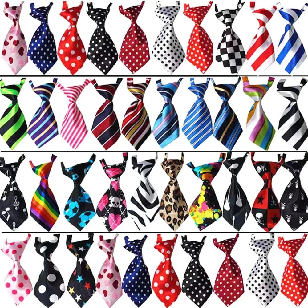25/50/100pcs Bulk Dog Ties Mix Colors Cat Dog Neckties Dog Grooming Accessories Adjustable Small Dogs Bowties Supplies