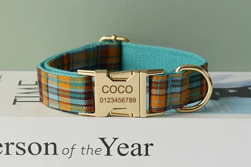 Grid Pet Leash For Small Medium Big Dogs Free Engraved Name ID Tag Christmas Dog Collars For Chihuahuas Grid 13