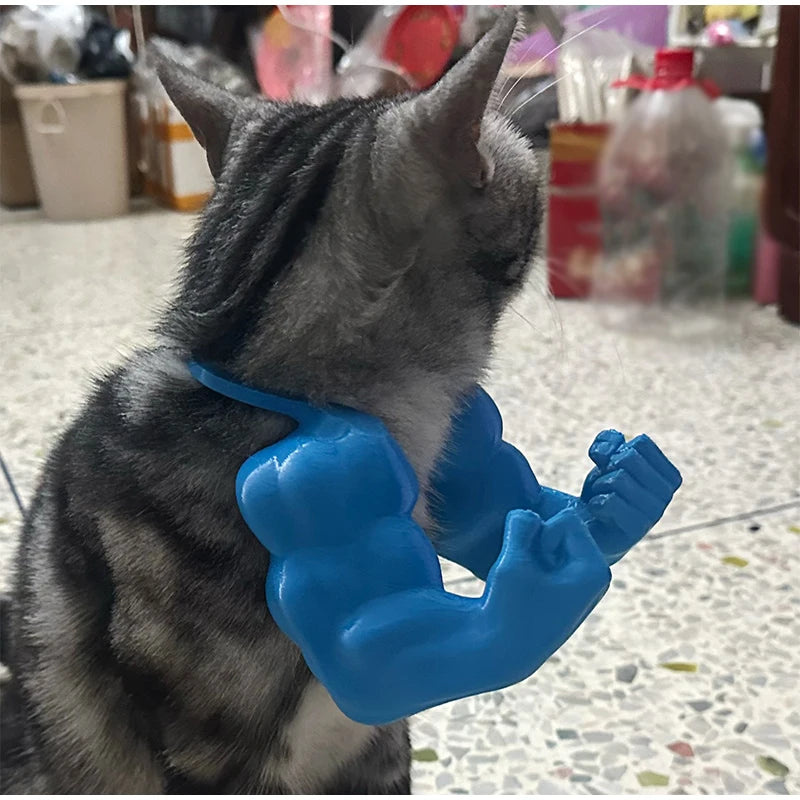 Cat Muscle Arms With Muscle 3D Printed Funny Cat's Neck Giant Arm Creative Arm For Pet Cosplay Halloween Costume Party Accessory