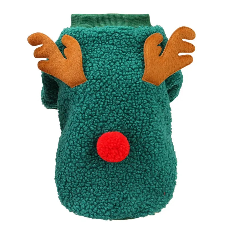 Christmas Dog Halloween Costumes Clothes Hoodies Cold Weather Winter Coat Reindeer Design Sweater for Small Dogs Cats