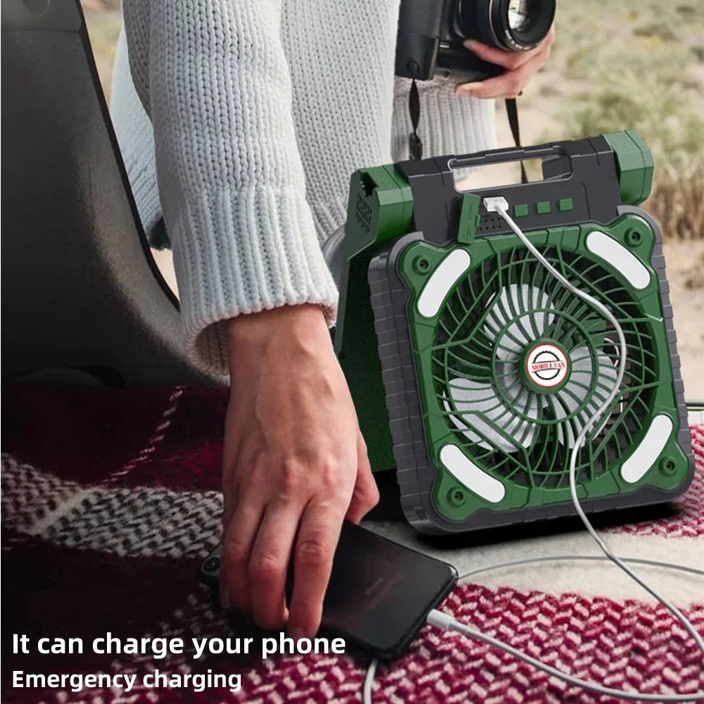 Portable Solar Fans 7800mAh LED Lantern Rechargeable Solar Powered Camping Fan 4 Speeds Powerful Wind 90° Folding Ventilador