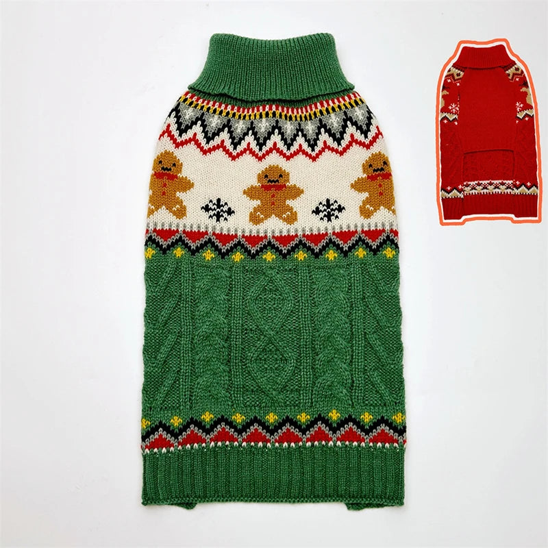 Dog Winter Clothes Pet Christmas Red Sweaters Sleeveless Gingerbread Reindeer Pattern Soft Warm Fall Winter Cats Dogs Clothes