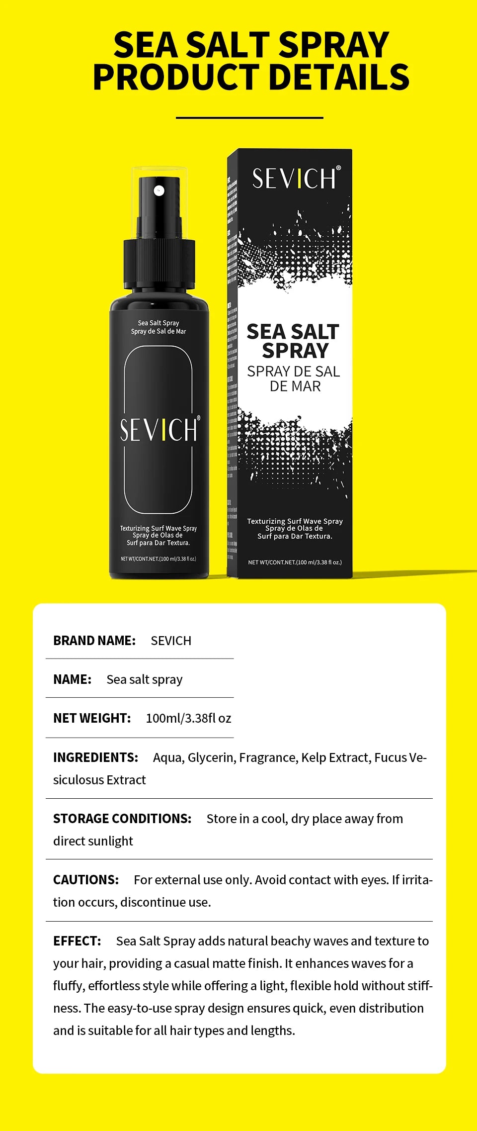 100ml Natural Sea Salt Spray For Hair Men Women Instant Texture Volume Hair Volume Powder Long-Lasting Hold Wave Hair Spray Set